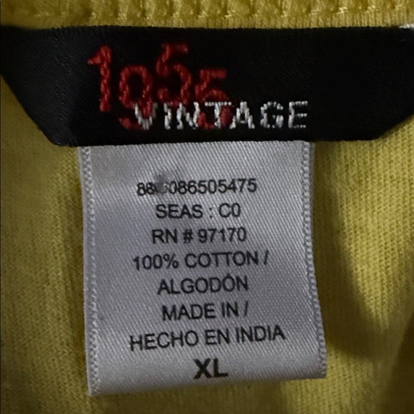 1955 Vintage Bright Yellow Short Sleeve I’m In Love With A Gangsta Tee Size XL - Picture 4 of 4